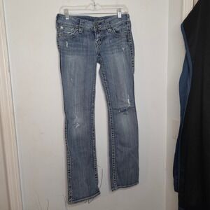 Silver Jeans McKenzie Slim Bootcut Distressed Blue Denim W29 L32 L19715CA124